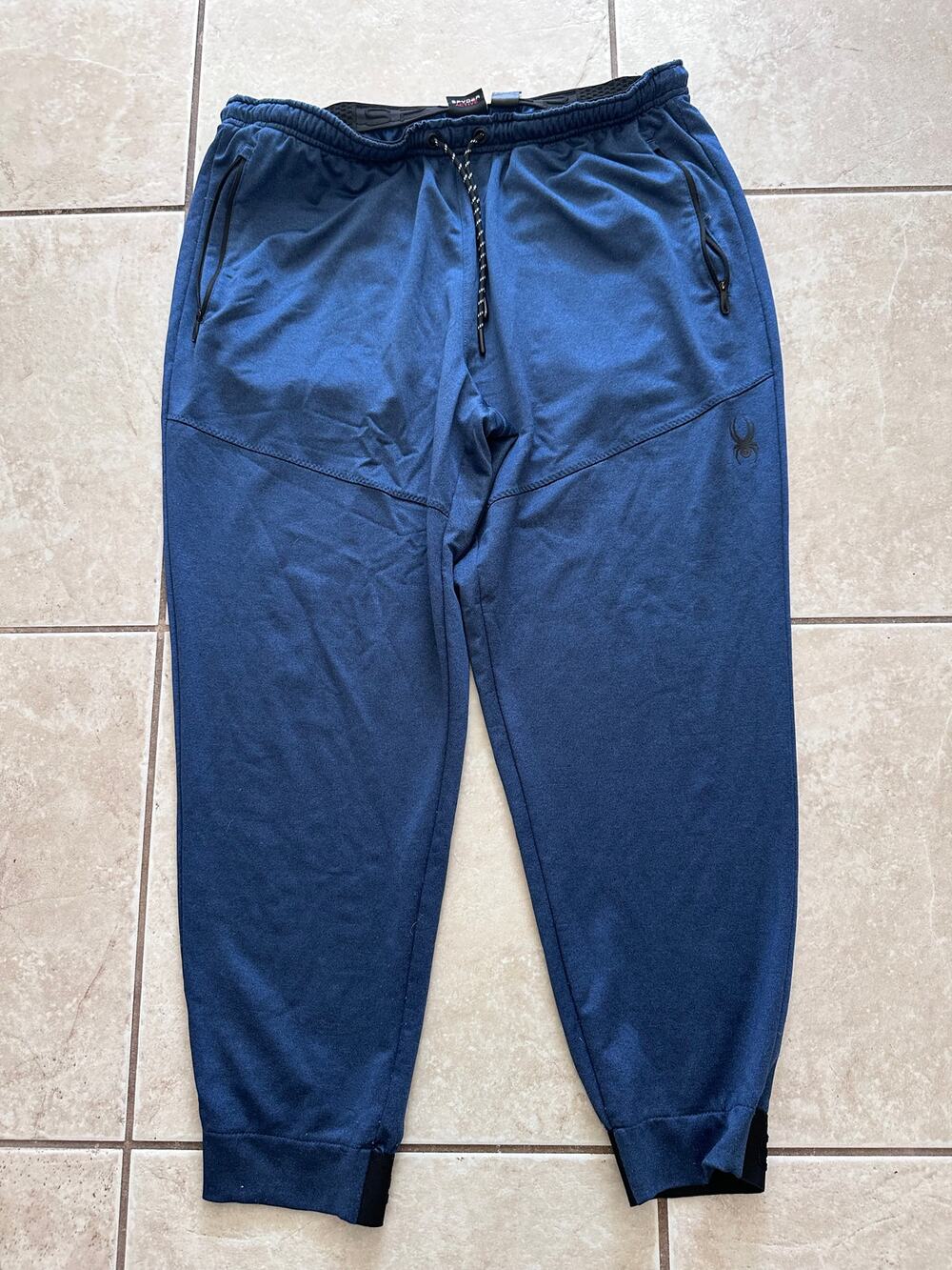 Spyder Active Men's Blue Fleece Jogger Sweatpants Size XL Pockets Drawstring